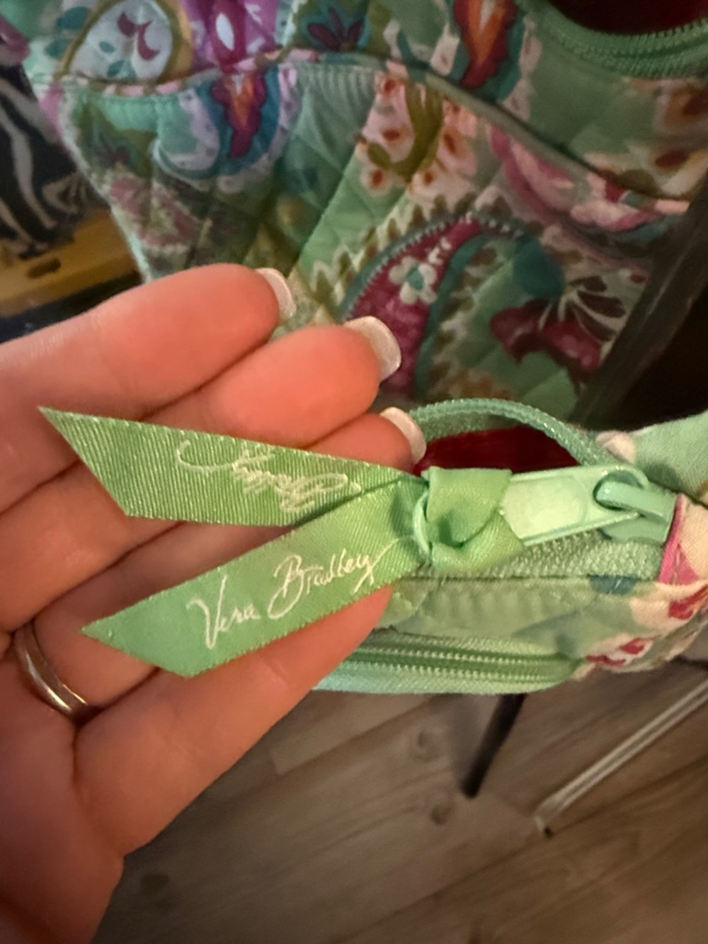 Quilted Vera Bradley Tutti Frutti Floral Mini Hipster Crossbody Bag in Green - Picture 3 of 5